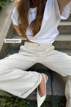 Light Beige Jean avec poches