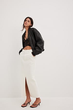 White Jupe longue fendue en denim