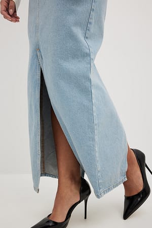 Blue Jupe longue fendue en denim