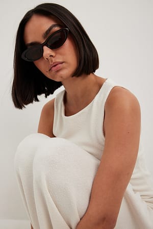 Brown Lunettes de soleil à monture œil-de-chat étroite