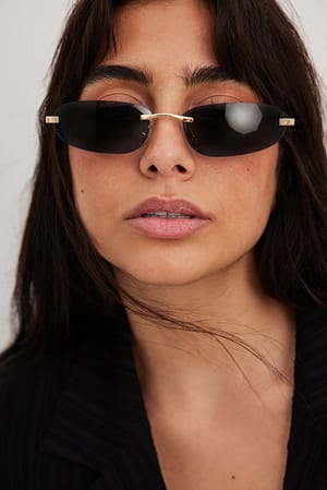 Black Lunettes de soleil étroites sans monture