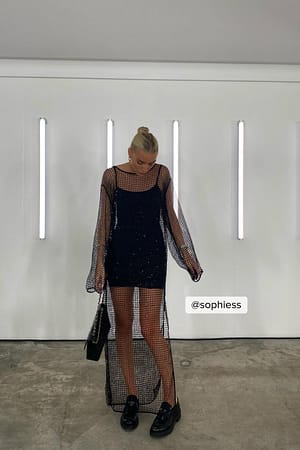 Black Sparkling Net Maxi Dress