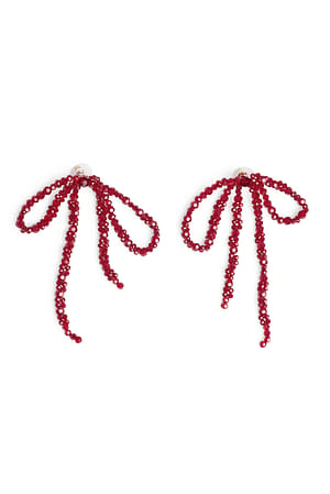 Red Boucles d'oreilles étincelantes avec nœud