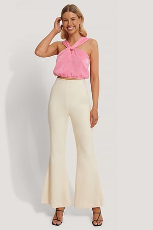 Eggshell Handpicked x NA-KD Pantalon De Costume Évasé