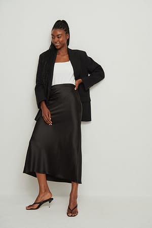 Recycled Satin Midi Skirt Outfit