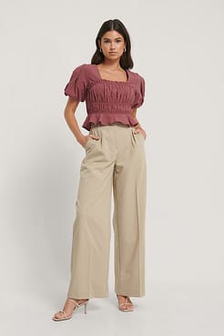 Short Sleeve Gathered Blouse