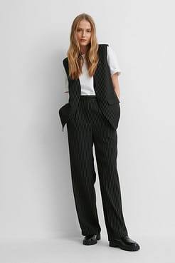 Striped Straight Suit Pants Outfit.