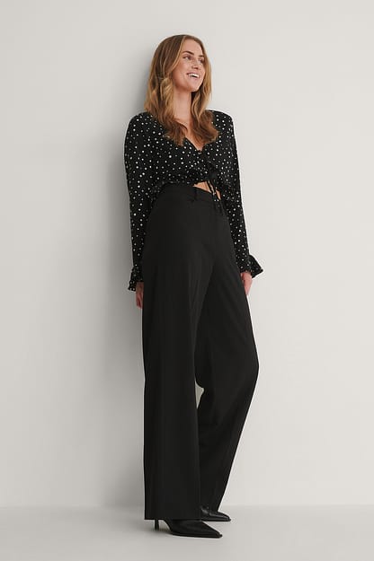Black Pantalon de costume court taille haute