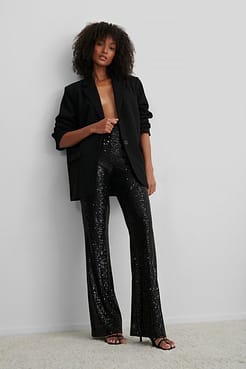 Straight Sequin Pants Outfit.