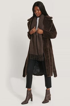 Sofia Faux Fur Coat Brown.