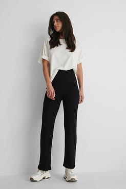 High Waisted Ribbed Pants Outfit.