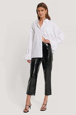 High Waisted Patent Pants Outfit.