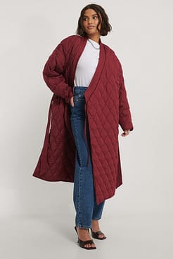 Quilted Kimono Coat Red.