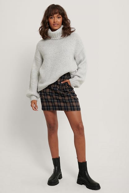 Black Pull En Tricot À Manches Bouffantes