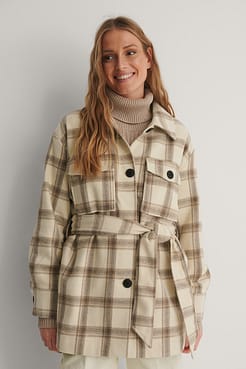Belted Checked Jacket.