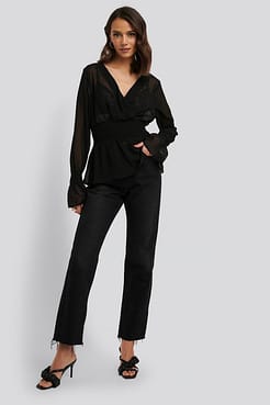 Smocked Sleeve Blouse Outfit.