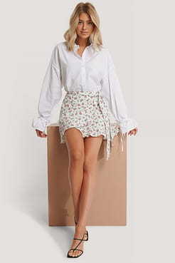 Flower Patterned Poplin Skirt Outfit.
