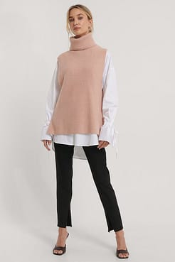 High Neck Knitted Vest Outfit.