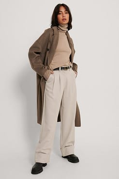 Merino Wool High Neck Sweater Outfit.