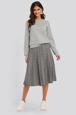 Plaid Pleated Midi Skirt Outfit.