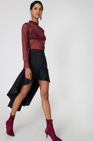 Asymmetric Frill Skirt Outfit.
