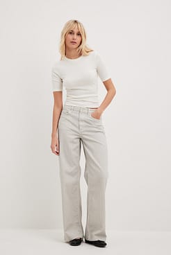 Round Neck Ribbed Top Outfit