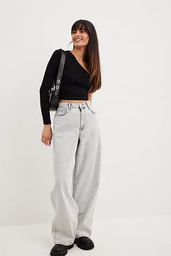 One Shoulder Rib Top Outfit