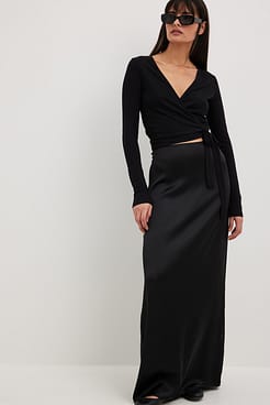 Recycled Ribbed Wrap Top Outfit
