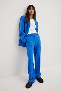 Mid Waist Straight Suit Trousers Outfit