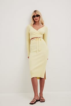 Rib Knitted Midi Skirt  Outfit