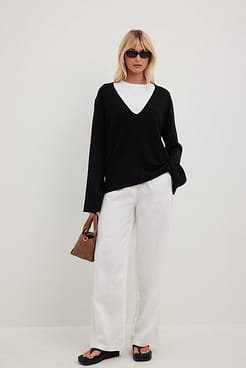 Linen Wide Leg Pants Outfit