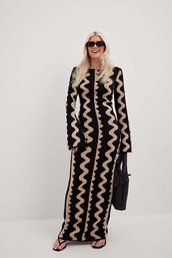 Wide Sleeve Knitted Maxi Dress Outfit