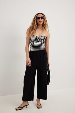 Elastic Waistband Culottes Outfit