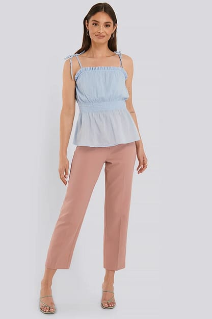 Dusty Pink Tailored Cropped Suit Pants