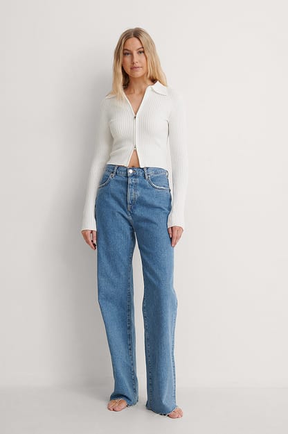 Light Blue Jean décontracté long
