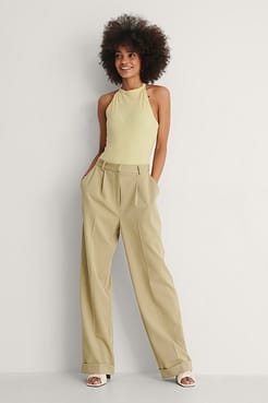 Rib Shape Back Top Outfit.