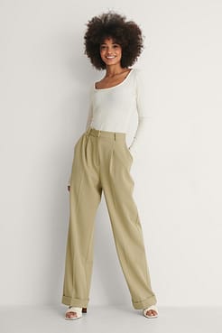 Recycled Scoop Neck Rib Top Outfit.
