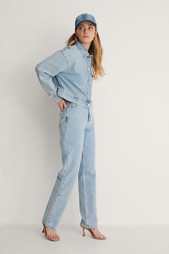 NA-KD Cropped Denim Jacket Outfit