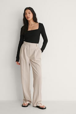 Recycled Square Neck Ribbed Top Outfit