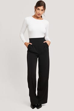 High Waisted Wide Leg Suit Pants Outfit.