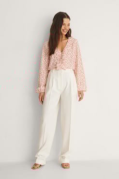 V-Neck Frill LS Blouse Outfit