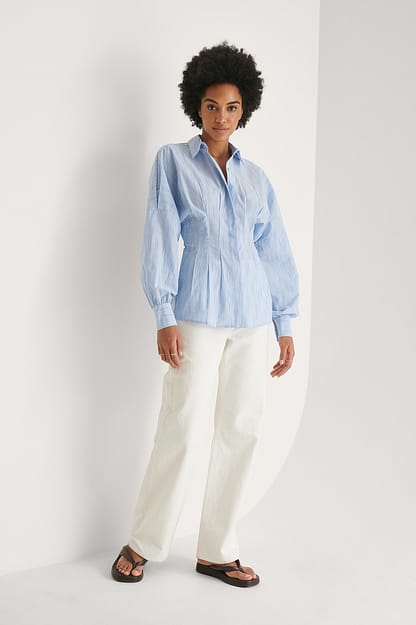 White Jean large taille haute