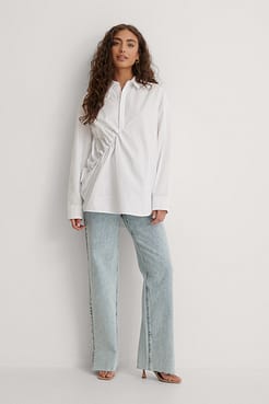 Drawstring Detail Shirt Outfit.