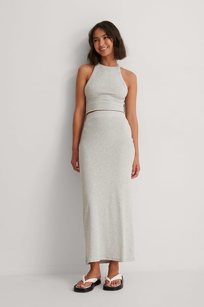 Black Jupe maxi côtelée recyclée