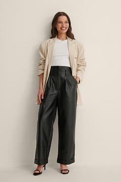 PU Pleated Pants Outfit.