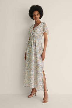 Smocked Waist Maxi Sheer Dress Outfit.