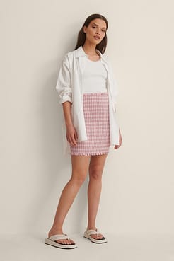 Smocked Plaid Mini Skirt Outfit.