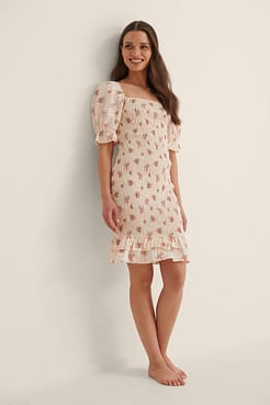 Smocked Frill Mini Dress Outfit.