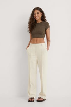 Open Back Crop Melange Top Outfit.