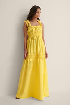 Smock Detail Strap Dress Outfit.